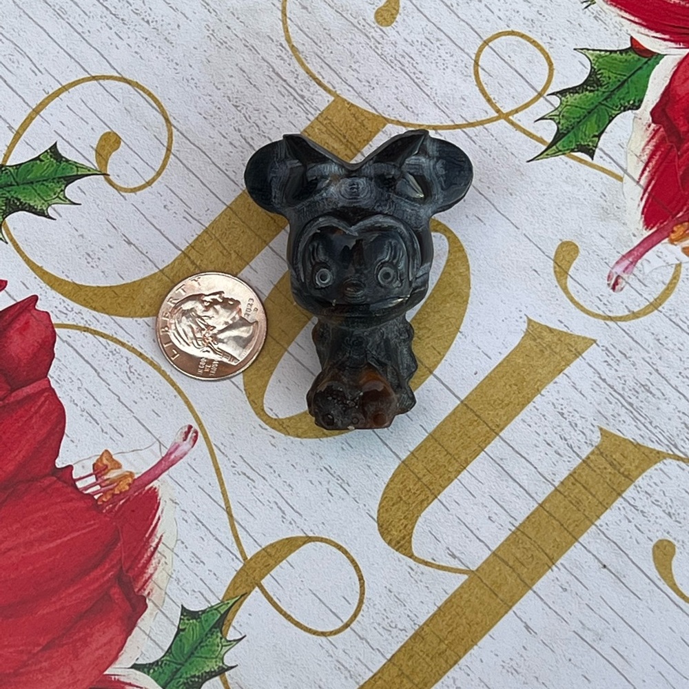 BLUE TIGERS EYE Minnie Mouse carving